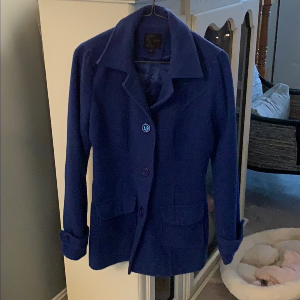 Blue wool winter coat